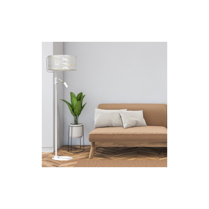 Lampa podłogowa SENSO White/Gold 1xE27 + 1x mini GU10