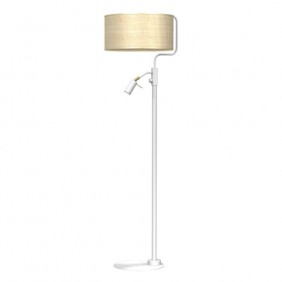 Lampa podłogowa MARSHALL WHITE / RATTAN 1xE27 + 1x mini GU10