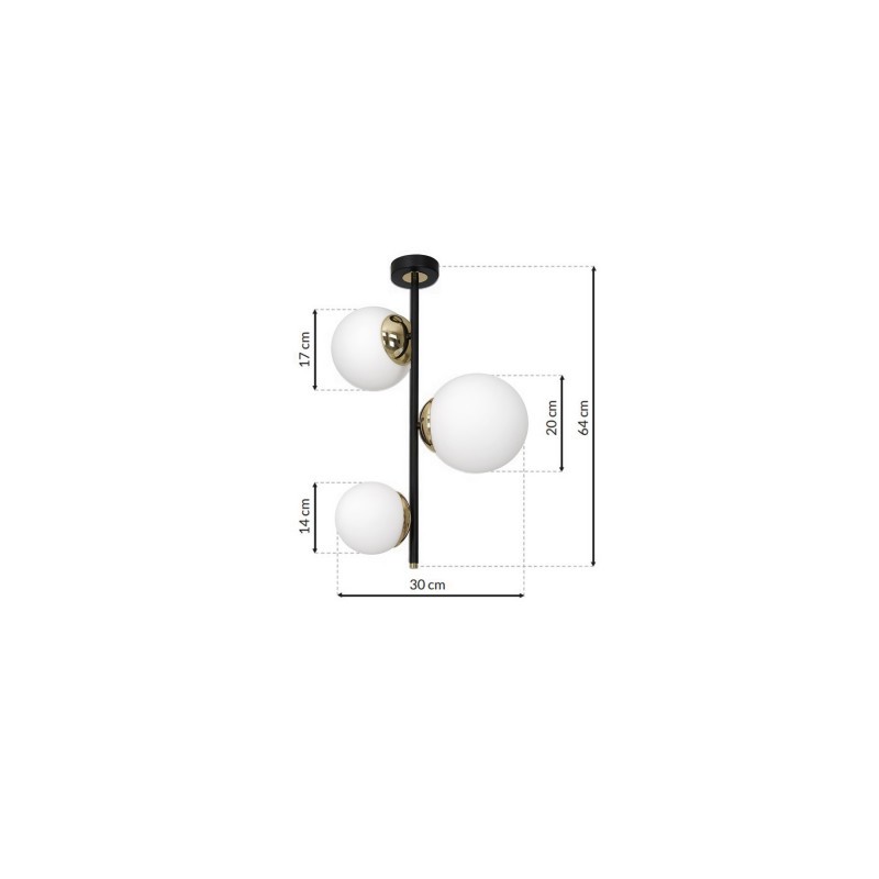 Lampa sufitowa SPARTA BLACK / GOLD 3xE14