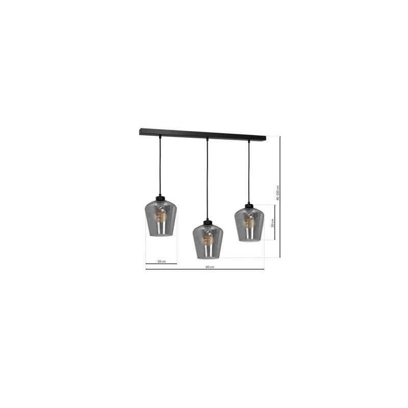 Lampa wisząca SANTIAGO SMOKED 3xE27