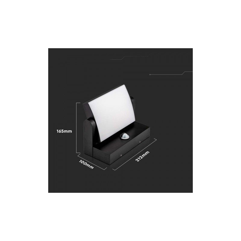 Projektor Oprawa Elewacyjna V-TAC 17W LED Czujnik Ruchu Czarna IP65 VT-11020S 4000K 2520lm