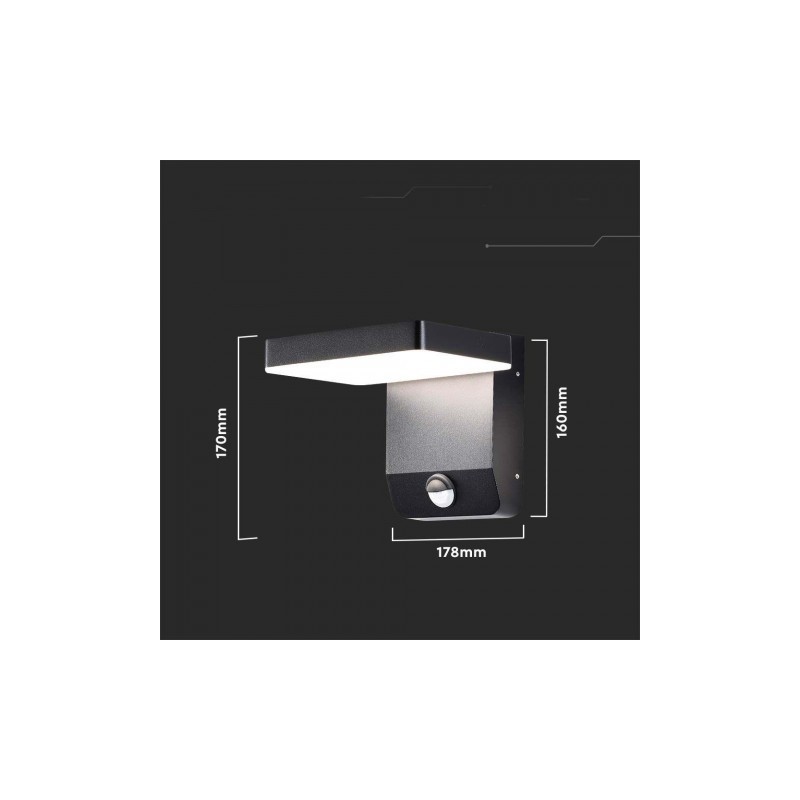Projektor Oprawa Elewacyjna V-TAC 17W Czujnik Ruchu Czarna IP65 VT-11020S 4000K 2580lm