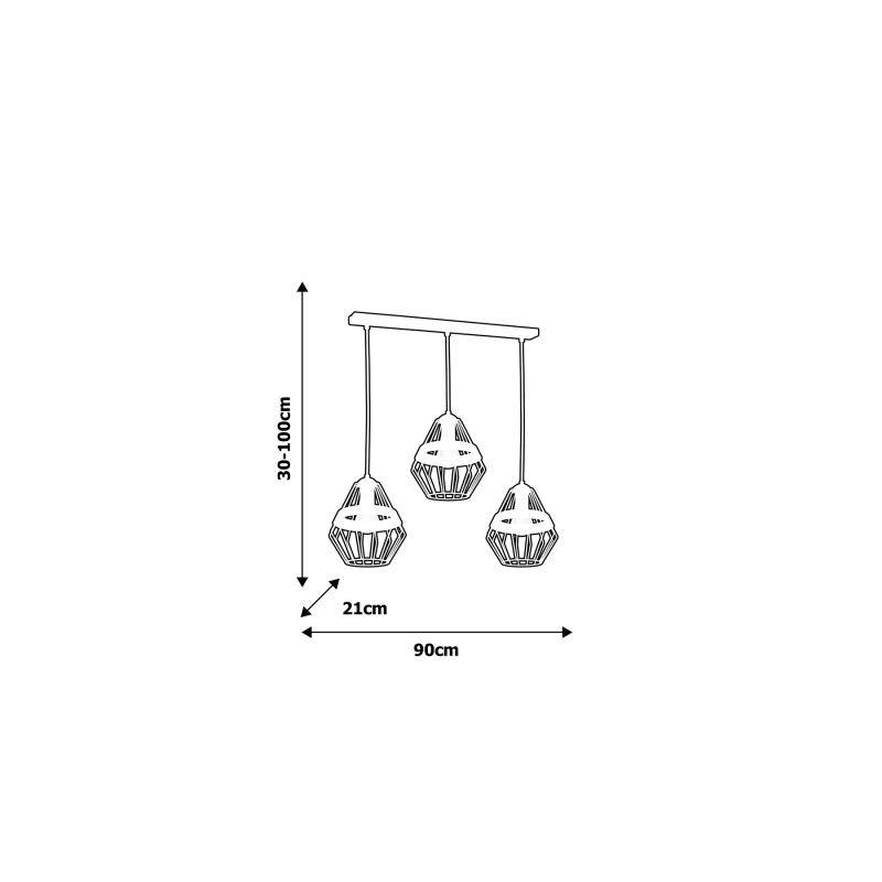 Lampa wisząca CLIFF BLACK 3xE27
