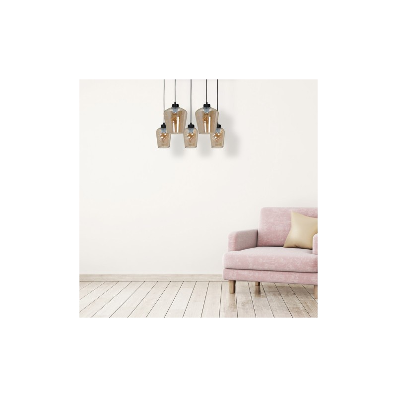 Lampa wisząca SANTIAGO AMBER 5xE27
