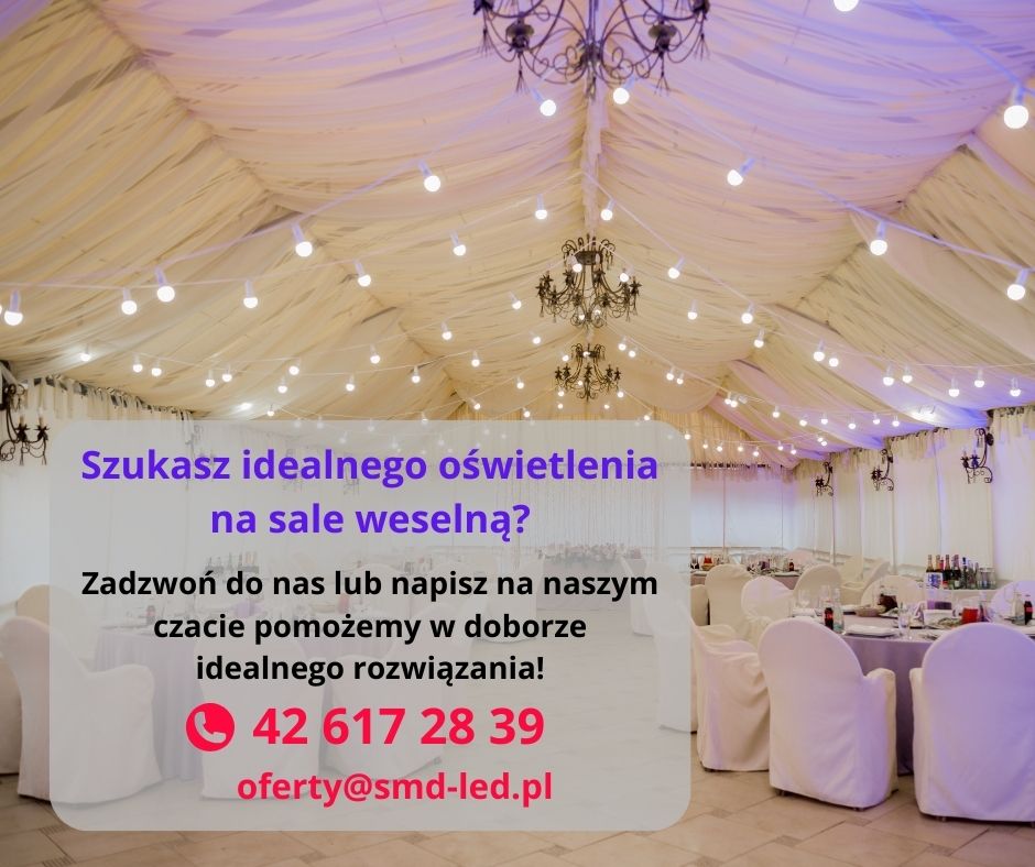 Oświetlenie led sali weselnej