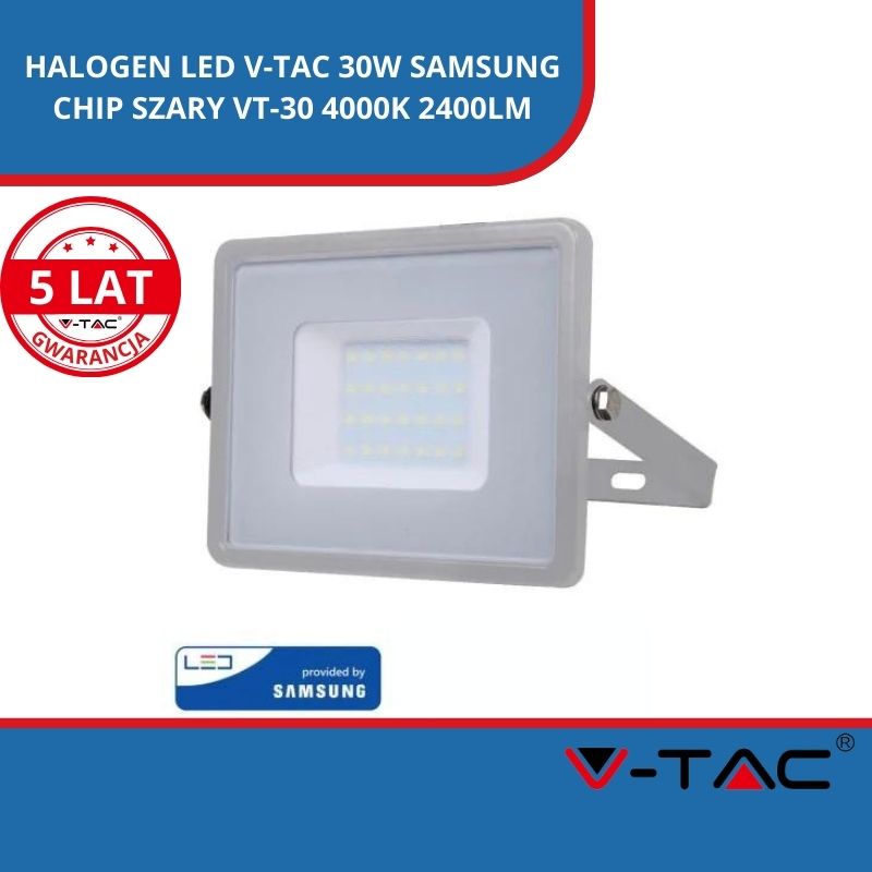 HALOGEN LED V-TAC 30W SAMSUNG CHIP SZARY VT-30 4000K 2400LM