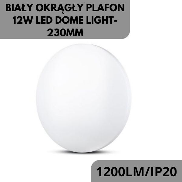 BIAŁY OKRĄGŁY PLAFON 12W LED DOME LIGHT-230MM WITH MILKY COVER CCT3IN1-ROUND