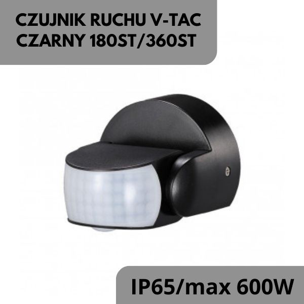 CZUJNIK RUCHU V-TAC CZARNY 180ST360ST IP65 VT-8093