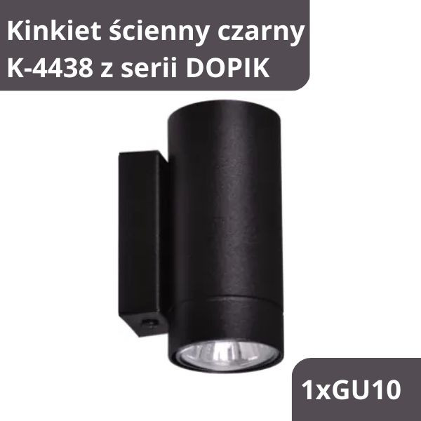 KINKIET ŚCIENNY CZARNY K-4438 Z SERII DOPIK 1XGU10