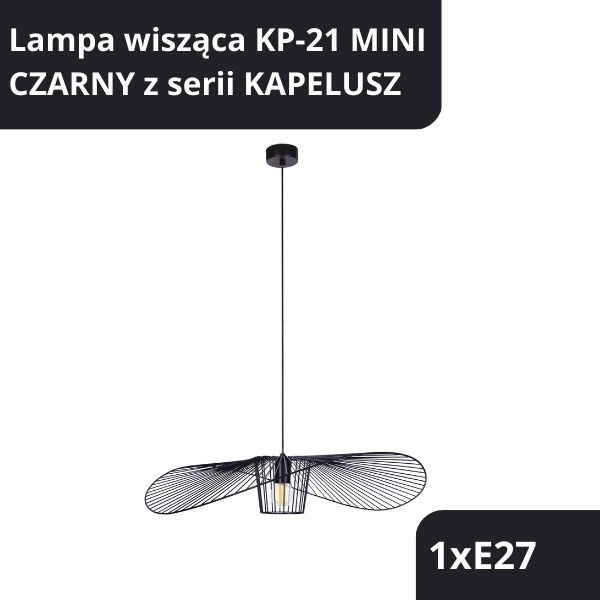 LAMPA WISZĄCA KP-21 MINI CZARNY Z SERII KAPELUSZ