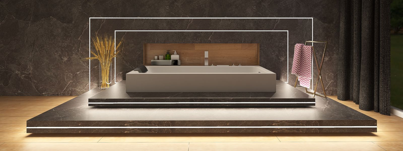 Oświetlenie LED pod wanną - łazienki inspiracje