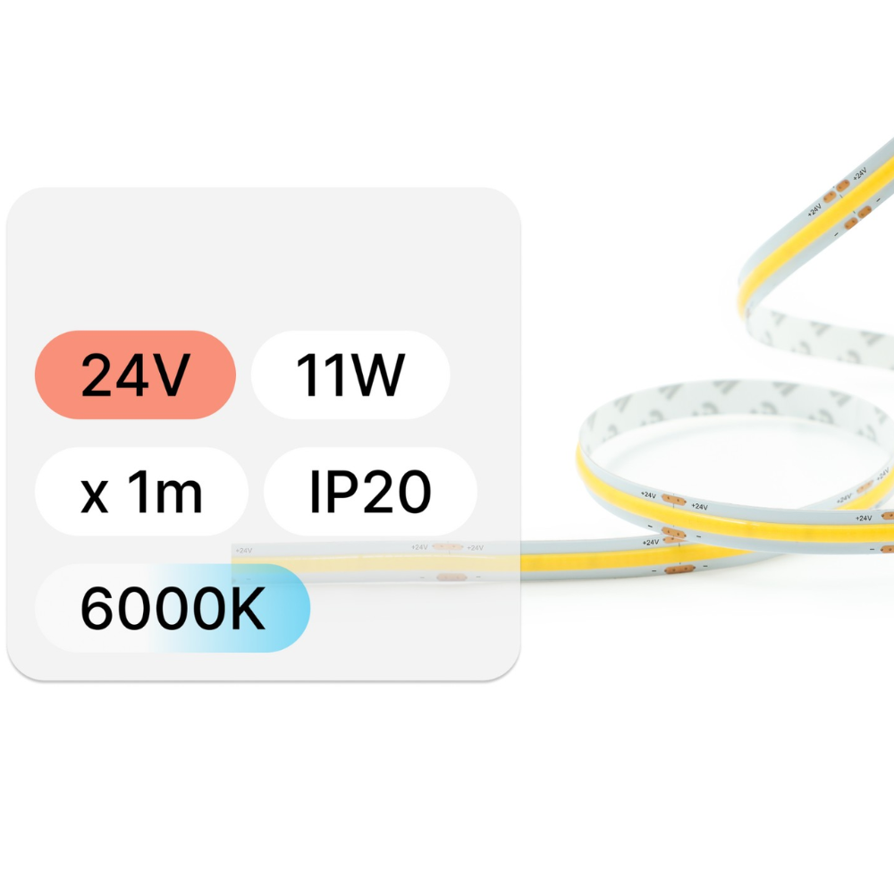 TAŚMA LED COB 24V | 11W | 480 LED/1M | IP20 | 6000K