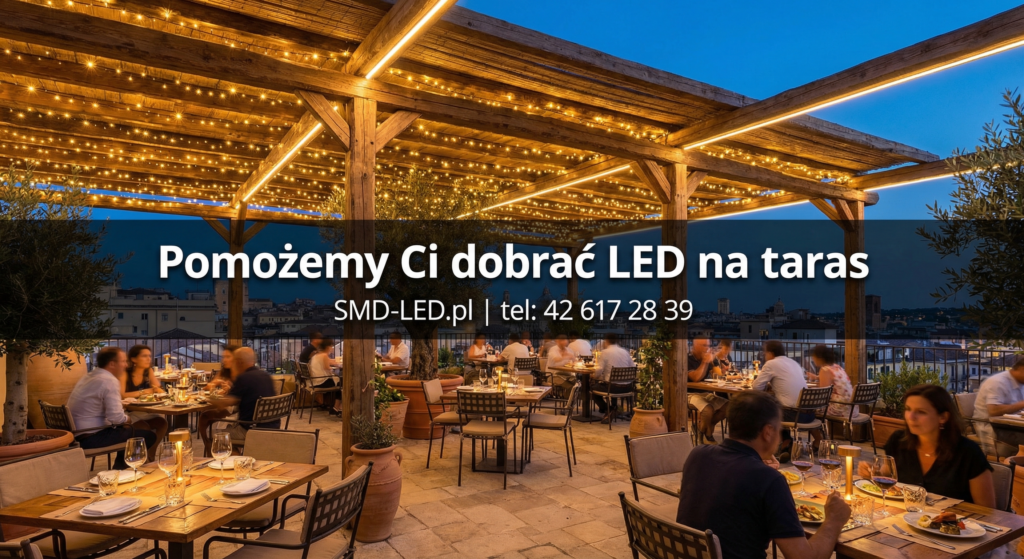 Oświetlenie tarasu restauracyjnego LED - europejska inspiracja