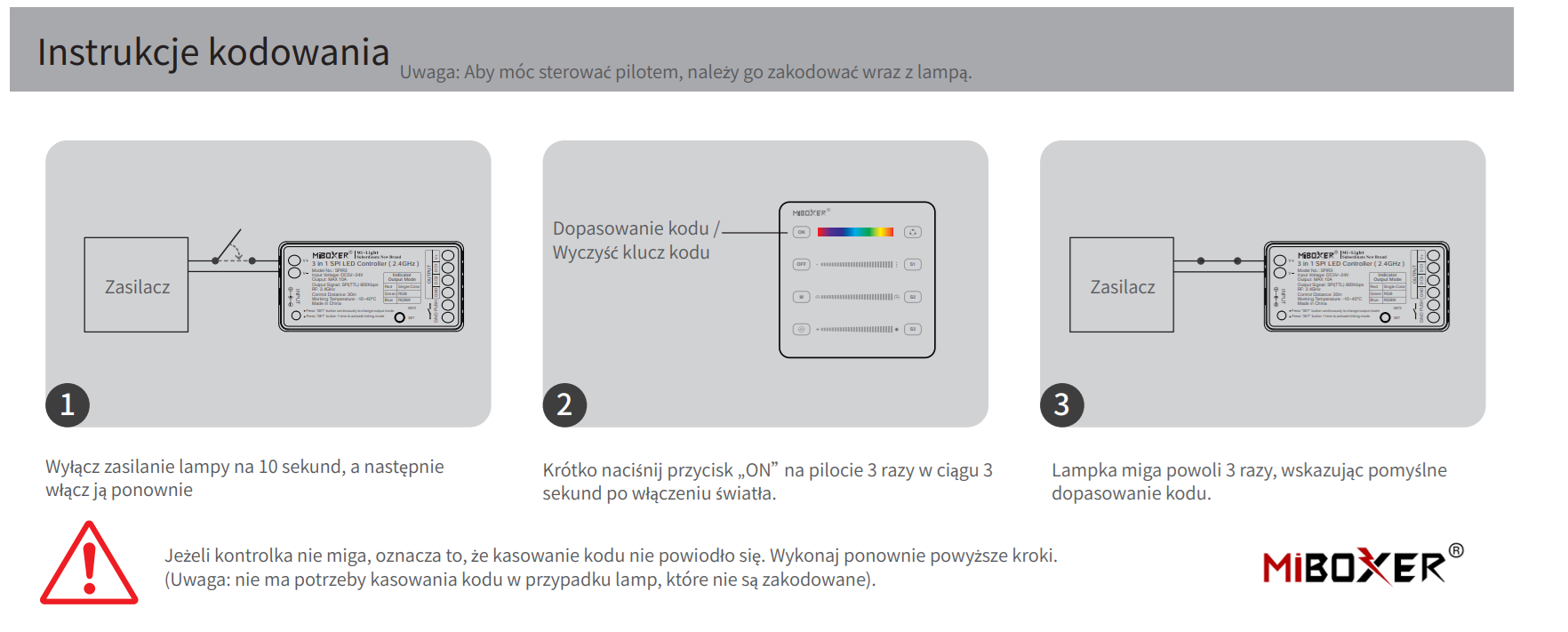 Instrukcja kodowania pilota B6 miboxer