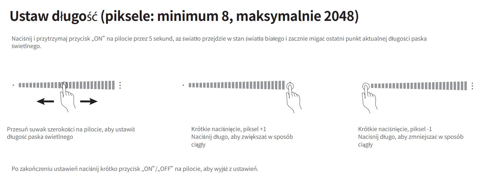 Ustawianie długości taśmy (piksele)