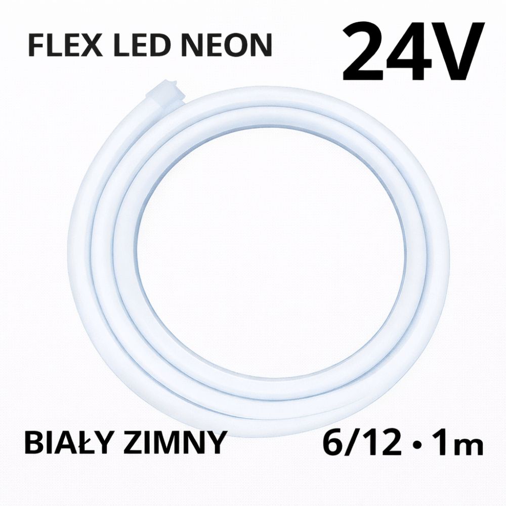 Neon Leds 6/12 24V Neon Biały Zimny 1M N24010