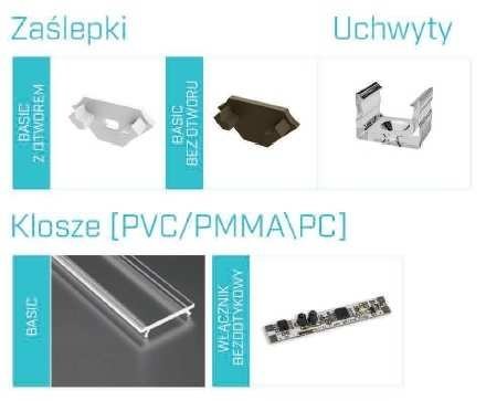 Akcesoria do Profili LED, Zaślepka, uchwyt, czujnik
