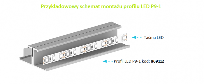 Profil LED aluminiowy P9-1 czarny 1 metr