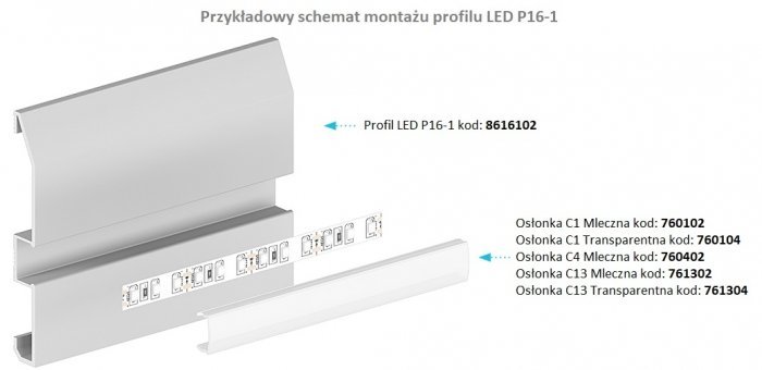 Profil aluminiowy LED P16-1 TECH-LIGHT biały 2 metry
