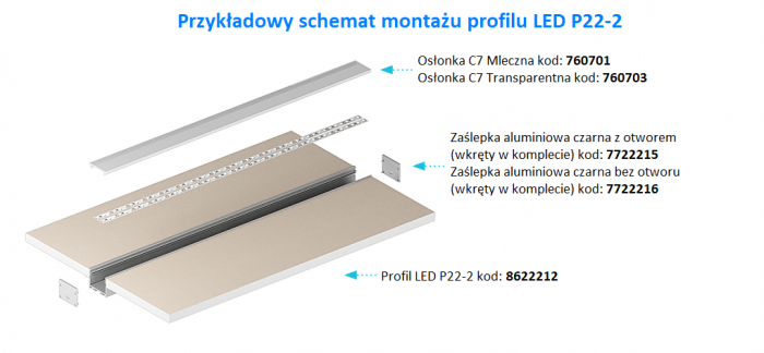 Profil architektoniczny LED P22-2 TECH-LIGHT czarny 1 metr