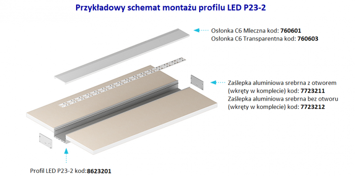 Profil architektoniczny P23-2 srebrny 1 metr