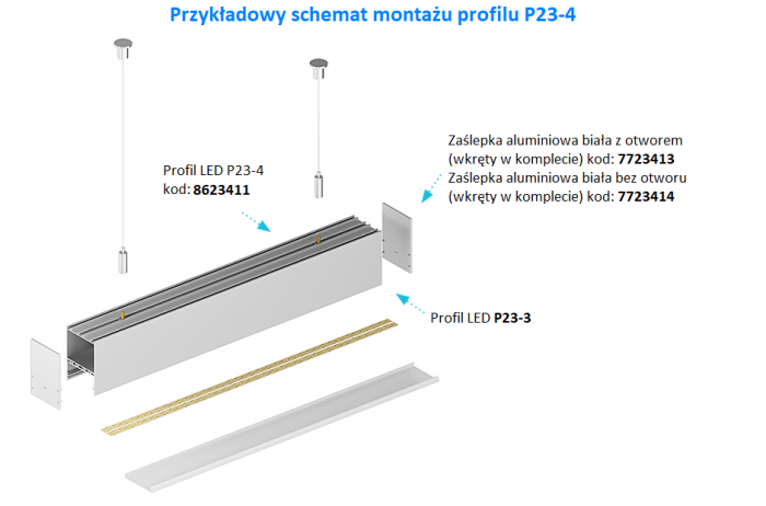 Profil architektoniczny LED P23-4 biały 2 metry