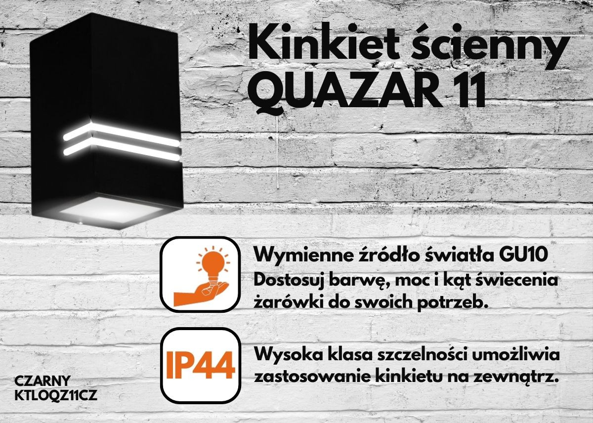Kinkiet Ścienny Quazar 11 - Czarny