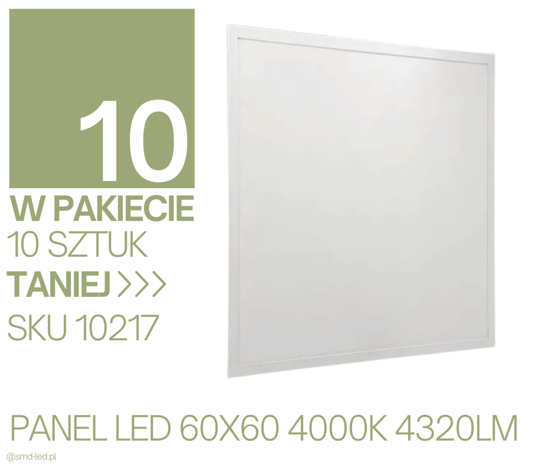Panel LED V-TAC 36W 600x600 LED Backlight 33mm 120Lm/W VT-60036 4000K 4320lm Zestaw 10 Sztuk