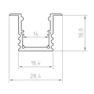 Profil LED aluminiowy wpuszczany P25-1 srebrny 1 metr