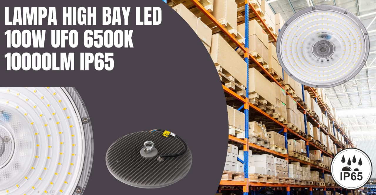EC20006 Lampa High Bay LED 100W UFO 6500K 10000lm IP65