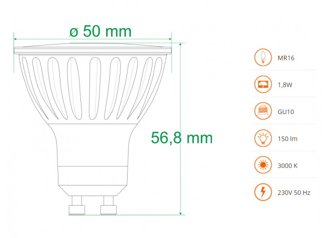 Żarówka LED GU10 MR16 230V 7W 150lm 120° EcoEnergy