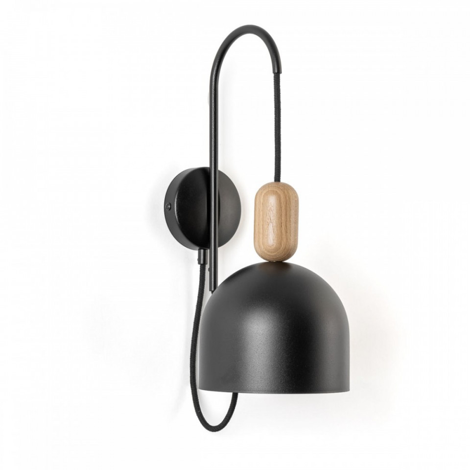LAMPA ŚCIENNA LOFT OVOI KINKIET CZARNY KOLOROWE KABLE