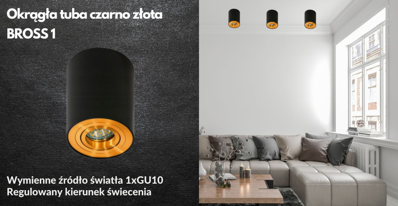 Okrągła tuba czarno złota BROSS 1