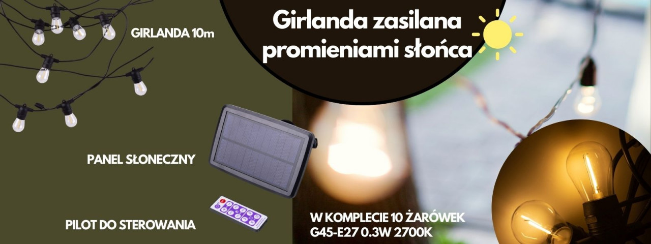 Solarna Girlanda EC20088 LED 10m +10 x G45 E27 0.3W 2700K