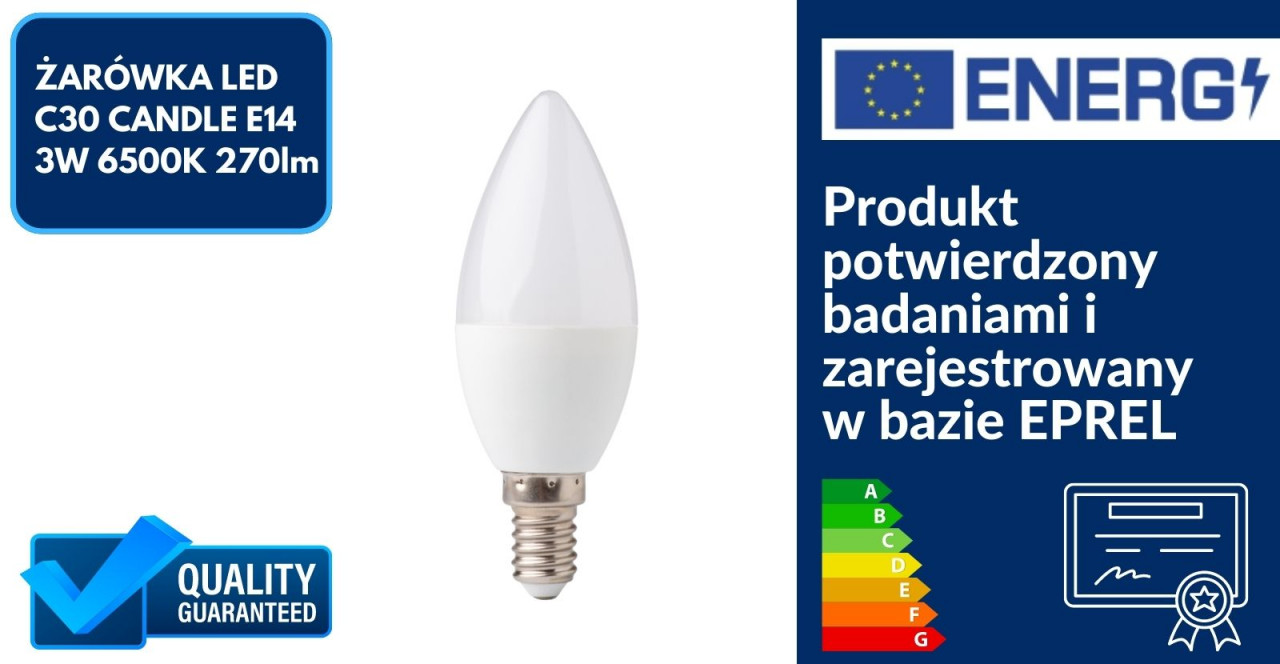 ŻARÓWKA LED EC79280 C30 CANDLE E14 3W 6500K 270lm