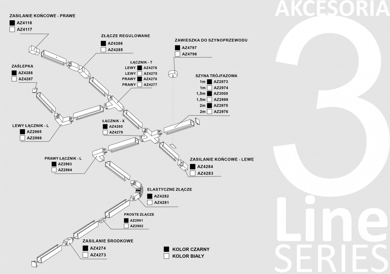 Oprawa szynowa EXO TRACK BLACK AZ3199 - akcesoria