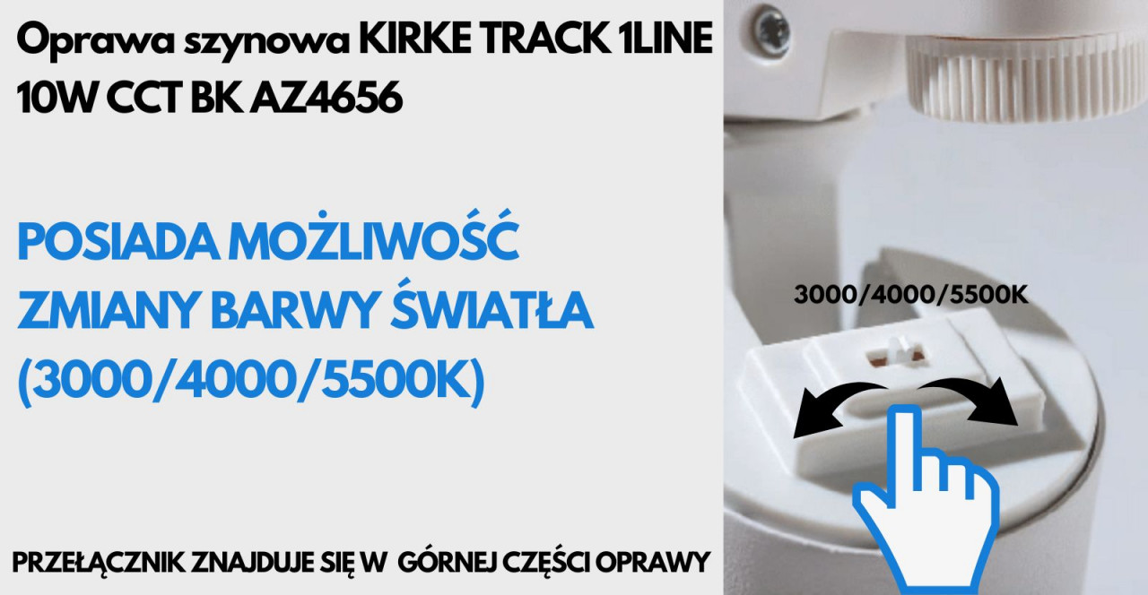 Oprawa szynowa KIRKE TRACK 1LINE 10W CCT BK AZ4656