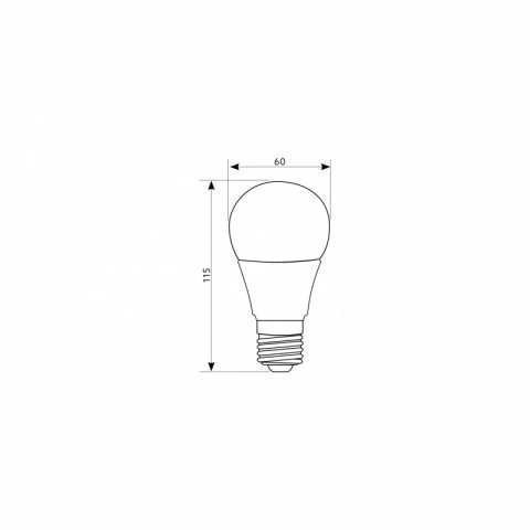 Żarówka LED E27 RGBW ( RGB + b. ciepła) 7,5W KOBI - 3 sztuki - wymiary