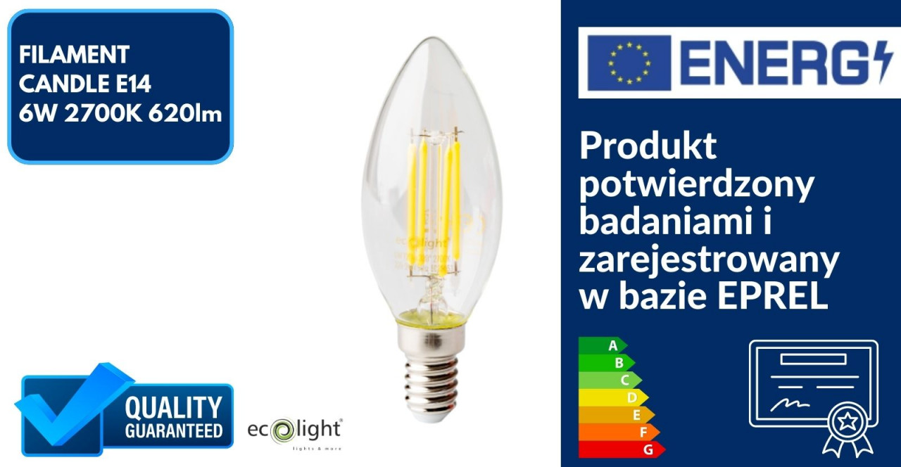 FILAMENT CANDLE EC20053 E14 6W 2700K 620lm