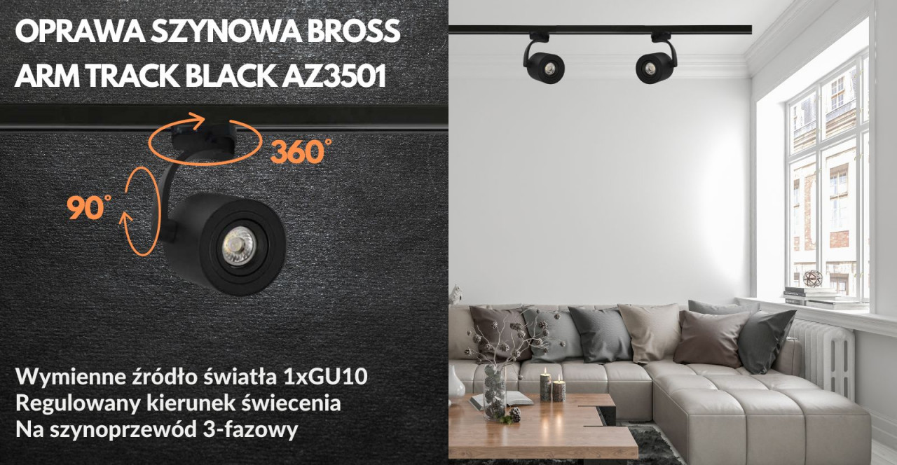 Oprawa szynowa BROSS ARM TRACK BLACK AZ3501