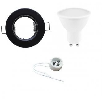 Zestaw: żarówka LED GU10 5W + oprawka sufitowa Czarna + gniazdo GU10