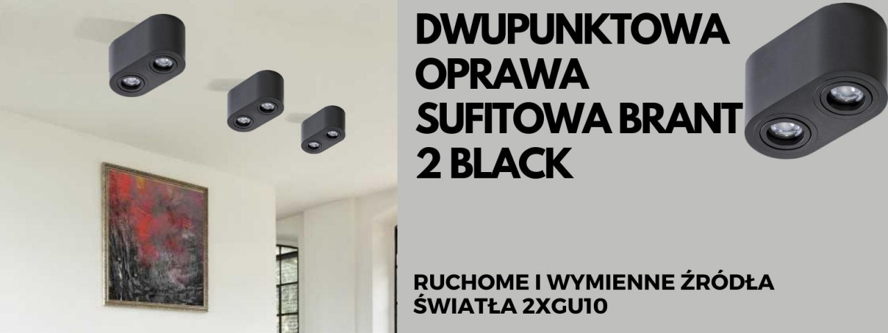 Dwupunktowa oprawa sufitowa BRANT 2 BLACK AZ2821