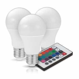 Żarówka LED E27 RGBW ( RGB + b. ciepła) 7,5W KOBI - 3 sztuki