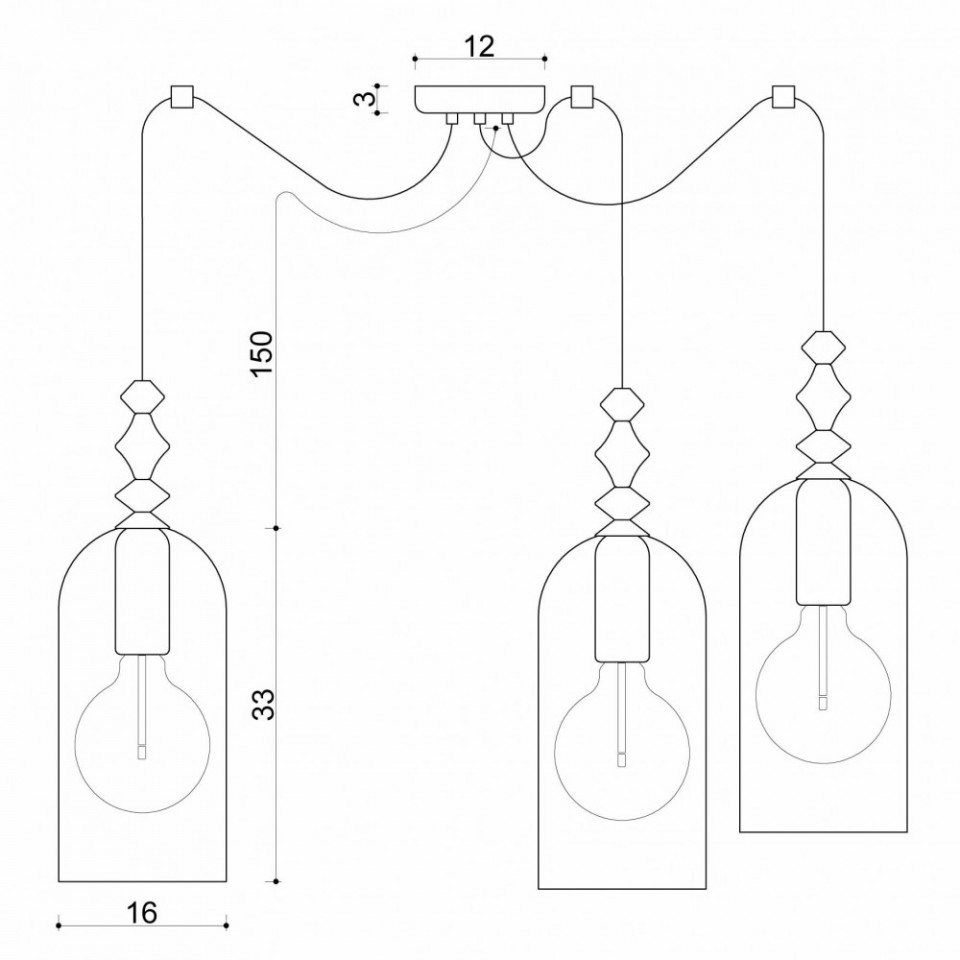 LOFT HULUB 3 BIAŁA LAMPA WISZĄCA KOLOROWE KABLE wymiary