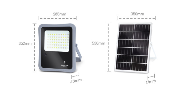 Wymiary naświetlacz LED solarny