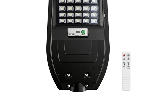 Latarnia solarna Via 150W 1800lm 6000K EKO9095, trwała obudowa z poliwęglanu, aluminium i szkła, widok z góry, białe tło