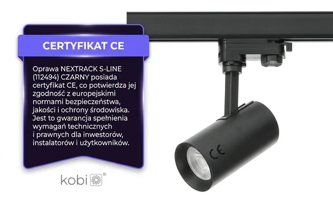 Symbol CE na oprawie szynowej NEXTRACK S-LINE KOBI czarna 112494 – zdjęcie produktowe