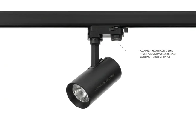 Kompatybilność oprawy szynowej NEXTRACK S-LINE KOBI czarna 112494 z szynoprzewodami na zdjęciu produktowym