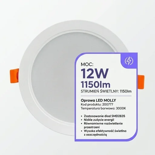 Plafon LED MOLLY 12W 1150lm 3000K Led Line 200777, widok z góry, wydajne źródło światła