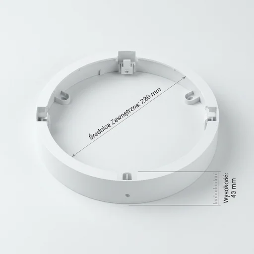 Ramka okrągła natynkowa Led Line 200944, biała, średnica 220 mm, wysokość 43 mm, realistyczne zdjęcie produktowe na jasnym tle